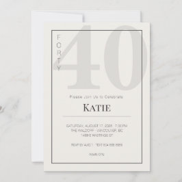 Minimalistische 40e verjaardagsviering kaart
