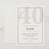 Minimalistische 40e verjaardagsviering kaart (Voorkant / Achterkant)