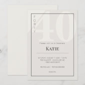 Minimalistische 40e verjaardagsviering kaart (Voorkant / Achterkant)