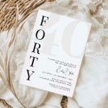 Minimalistische 40ste Uitnodiging voor verjaardags<br><div class="desc">Deze minimalistische typografie van de 40ste verjaardag is perfect voor een modern verjaardagsfeest. Het eenvoudige ontwerp biedt een klassieke, minimalistische zwart-witte typografie met een modern gevoel. in elke kleur. Houd het ontwerp minimaal en elegant, zoals het is, of personaliseer het door uw eigen grafiek en kunstwerk toe te voegen. Voor...</div>