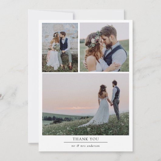 Minimalistische 4 Foto Bedankt Trouwkaart Aankondiging (Voorkant)