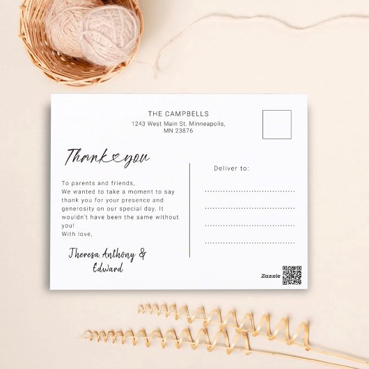 Minimalistische 4 Foto Collage Baby Shower Bedankt Briefkaart