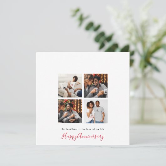 Minimalistische 4 foto Collage Personaliseer Jubil Kaart (Staand voorkant)