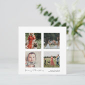 Minimalistische 4 foto Collage Square Vrolijk Kers Feestdagenkaart (Staand voorkant)