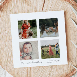 Minimalistische 4 foto Collage Square Vrolijk Kers Feestdagenkaart