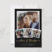 Minimalistische 4 Foto Liefde & Dank Trouwkaart Bedankkaart (Voorkant)