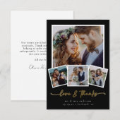 Minimalistische 4 Foto Liefde & Dank Trouwkaart Bedankkaart (Voorkant / Achterkant)