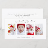 Minimalistische 4 foto's Baby Eerste Kerstdag Feestdagenkaart (Voorkant / Achterkant)