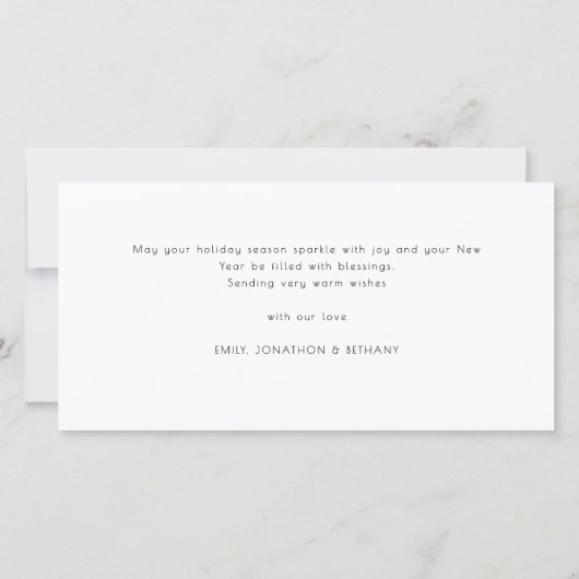 Minimalistische 4 foto's Baby Eerste Kerstdag Feestdagenkaart (Achterkant)