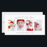 Minimalistische 4 foto's Baby Eerste Kerstdag Feestdagenkaart<br><div class="desc">Minimalistische 4 foto's Baby Eerste kerst. Digitaal beschikbaar en geprint. Modern en minimalistisch,  met een stijlvol setscript voor My First Christmas. Vervang de afbeeldingen van het monster door uw eigen en personaliseer de rest van de woorden aan elke kant zoals vereist.</div>