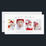 Minimalistische 4 foto's Baby Eerste Kerstdag Feestdagenkaart<br><div class="desc">Minimalistische 4 foto's Baby Eerste kerst. Digitaal beschikbaar en geprint. Modern en minimalistisch,  met een stijlvol setscript voor My First Christmas. Vervang de afbeeldingen van het monster door uw eigen en personaliseer de rest van de woorden aan elke kant zoals vereist.</div>