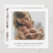 Minimalistische 4 foto's Collage Geboorteaankondig (Voorkant / Achterkant)