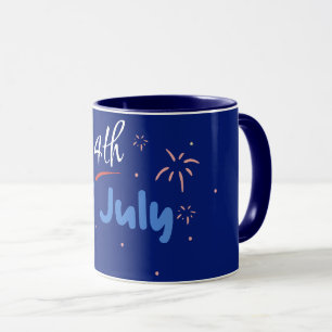 Minimalistische "4 juli" met vuurwerkontploffingen mok