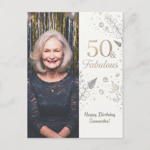 Minimalistische 50 en Fabulous Bloemige Gevouwen F Briefkaart