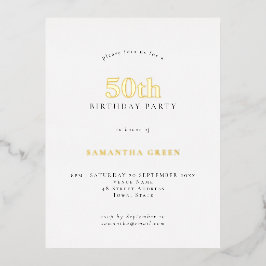 Minimalistische 50e verjaardag Echte glam Folie Uitnodiging Briefkaart