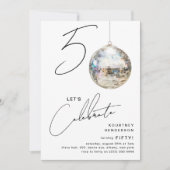 Minimalistische 50ste Disco Ball verjaardagsfeestj Kaart (Voorkant)