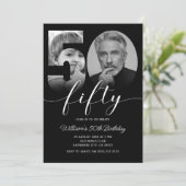 Minimalistische 50ste verjaardag Vijftig foto Kaart (Staand voorkant)