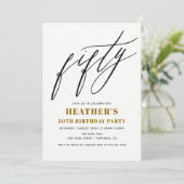 Minimalistische 50ste verjaardagsfeestuitnodiging kaart (Staand voorkant)