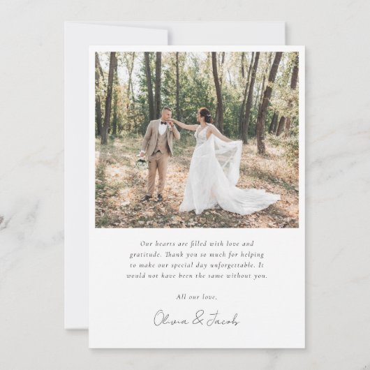 Minimalistische 5 foto boog bruiloft aankondiging (Achterkant)