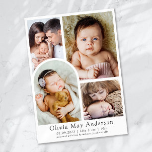 Minimalistische 5 foto boog geboorte aankondiging