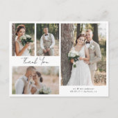 Minimalistische 5 Foto Calligrafie Huwelijk Bedank Briefkaart (Voorkant)