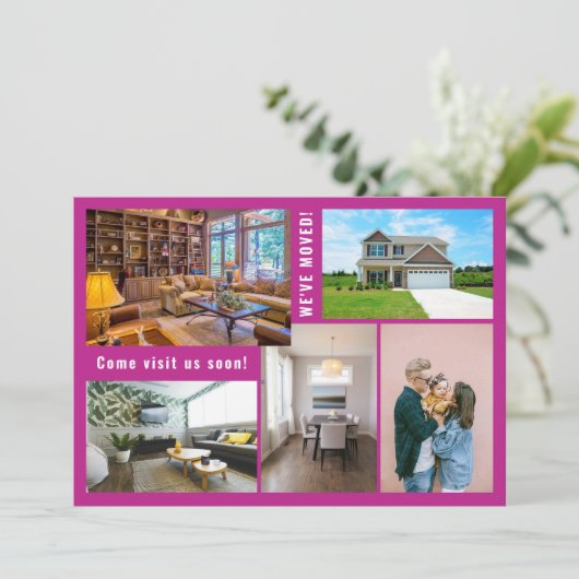 Minimalistische 5 foto's die we hebben verplaatst aankondiging (Staand voorkant)