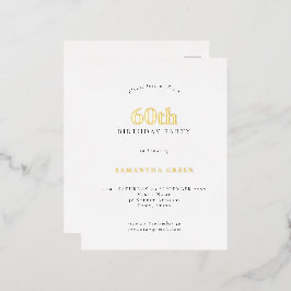 Minimalistische 60e verjaardag Luxe Real Folie Uitnodiging Briefkaart