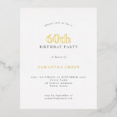 Minimalistische 60e verjaardag Luxe Real Folie Uitnodiging Briefkaart (Voorkant)