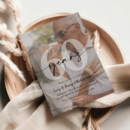 Minimalistische 60ste bruiloft Jubileum foto Kaart