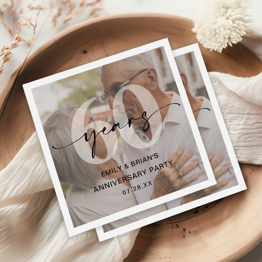 Minimalistische 60ste bruiloft Jubileum foto Servet