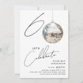 Minimalistische 60ste Disco Ball verjaardagsfeestj Kaart (Voorkant)