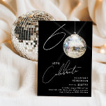 Minimalistische 60ste Disco Ball verjaardagsfeestj Kaart<br><div class="desc">Vier de mijlpaal van 60 jaar worden met onze chique en minimalistische uitnodiging voor het 60e verjaardagsfeest! Deze uitnodiging zet het podium voor een gedenkwaardige viering, met de cijfers '60' met een unieke twist - de '0' is een sprankelende discobal, die op onze trendy zwarte achtergrond schijnt. De moderne party...</div>