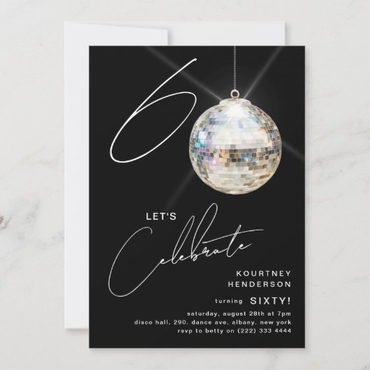 Minimalistische 60ste Disco Ball verjaardagsfeestj Kaart (Voorkant)