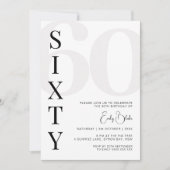 Minimalistische 60ste verjaardag feestuitnodiging kaart (Voorkant)