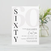 Minimalistische 60ste verjaardag feestuitnodiging kaart (Staand voorkant)