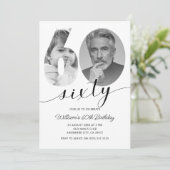 Minimalistische 60ste verjaardag Zestig foto Kaart (Staand voorkant)