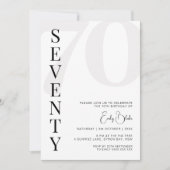 Minimalistische 70e verjaardag Party uitnodiging (Voorkant)