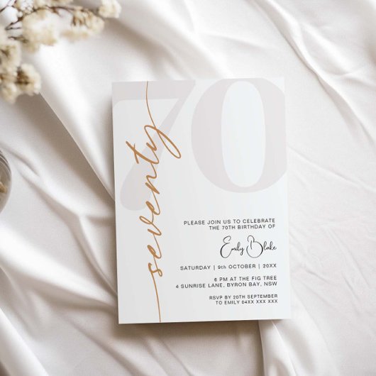 Minimalistische 70e verjaardag Party uitnodiging