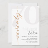 Minimalistische 70e verjaardag Party uitnodiging (Voorkant)