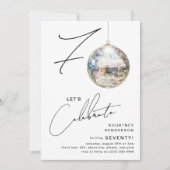 Minimalistische 70ste Disco Ball verjaardagsfeestj Kaart (Voorkant)