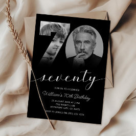 Minimalistische 70ste verjaardag Zeventig foto Kaart