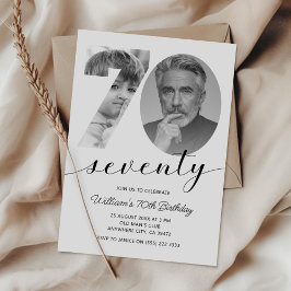 Minimalistische 70ste verjaardag Zeventig foto Kaart