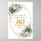 Minimalistische 80ste Boho Groene Welkomstbord Poster (Voorkant)