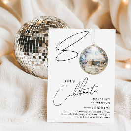 Minimalistische 80ste Disco Bal Verjaardagsfeest Kaart
