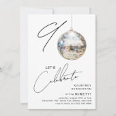 Minimalistische 90ste Disco Ball verjaardagsfeestj Kaart (Voorkant)
