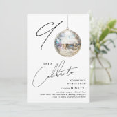 Minimalistische 90ste Disco Ball verjaardagsfeestj Kaart (Staand voorkant)