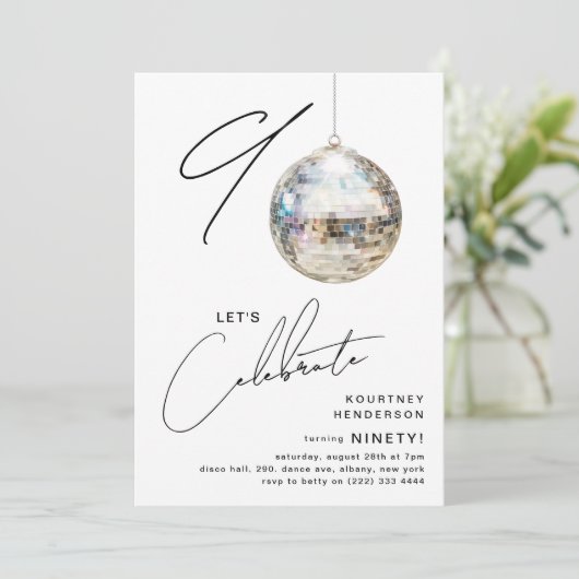 Minimalistische 90ste Disco Ball verjaardagsfeestj Kaart (Staand voorkant)