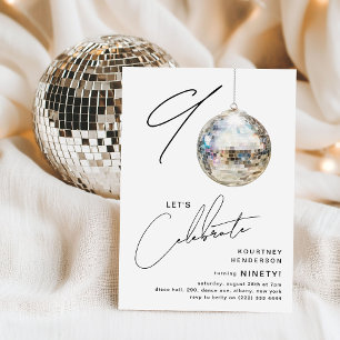 Minimalistische 90ste verjaardagsfeest met Disco B Kaart
