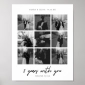 Minimalistische 9-foto-collage 3e trouwdag poster (Voorkant)