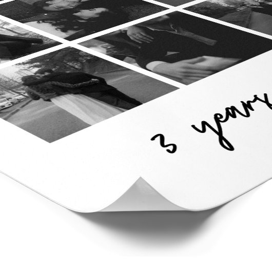 Minimalistische 9-foto-collage 3e verjaardag huwel poster (Hoek)